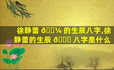 徐静蕾 🐼 的生辰八字,徐静蕾的生辰 🐒 八字是什么